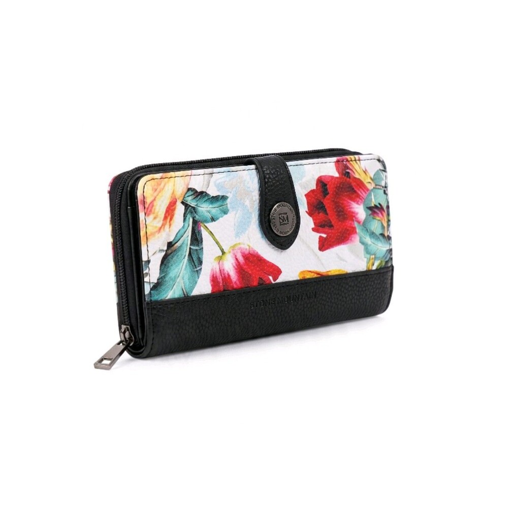 Stone Mountain Black Leather Paisley Zip-Around Women's Wallet NWOB